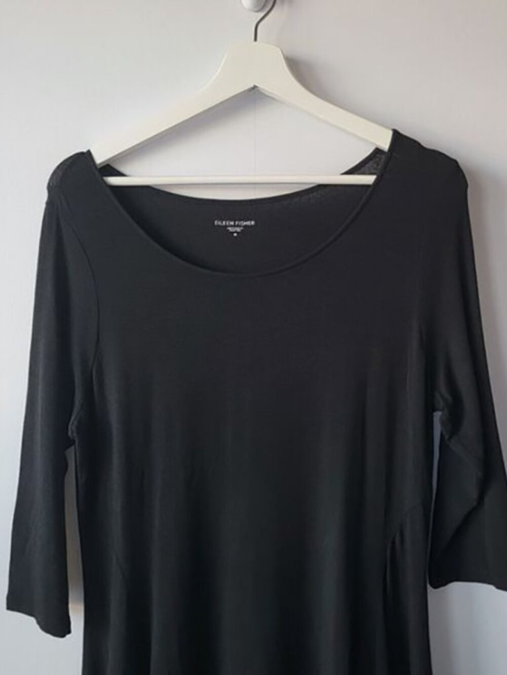 eileen fisher Viscose Jersey Dress womens size M short sleeve black - Picture 3 of 7